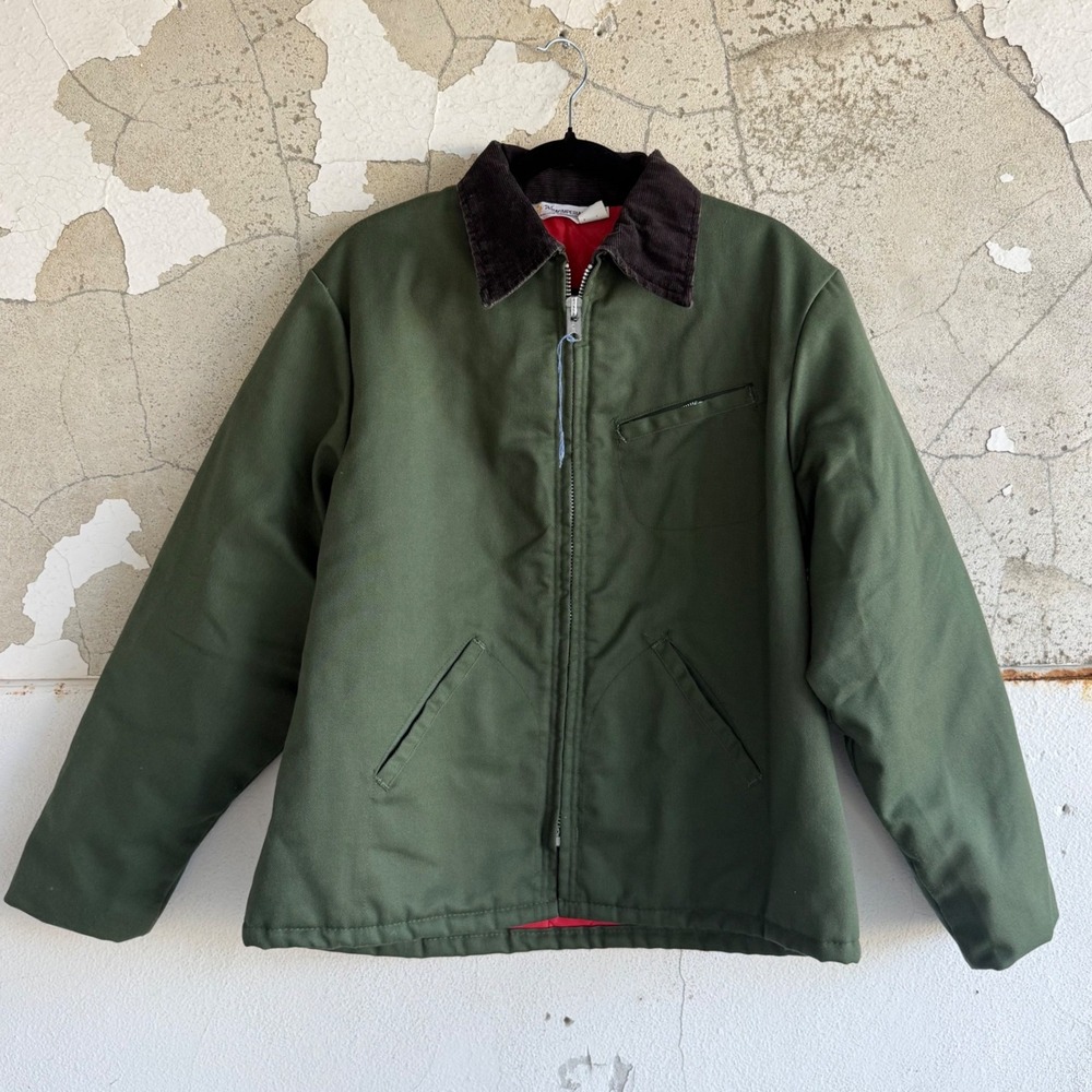 Vintage Key Imperial Chore Coat Men 42 Work Jacket Talon Zip Corduroy Collar NEW
